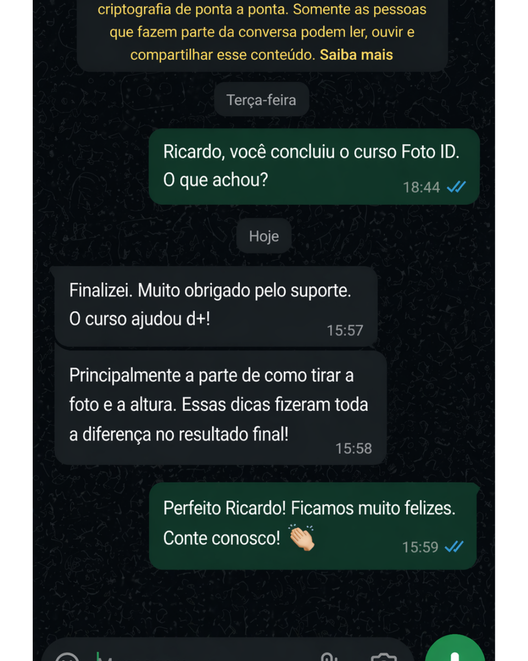 Depoimento de aluno do curso Foto ID 2